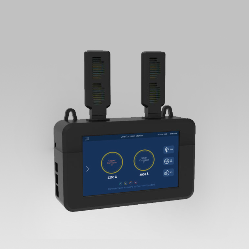 Online Corrosion Monitoring Unit-Real-time corrosion monitor for air and room, vital for protecting electronic components with LCD Touchscreen Display.